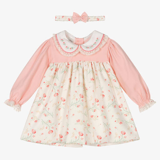 Pretty Originals-Geblümtes Kleid-Set Rosa/Elfenbein | Childrensalon Outlet