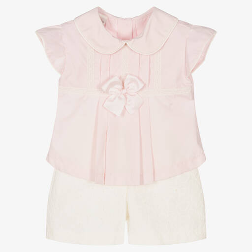 Pretty Originals-Girls Pink & Ivory Shorts Sets | Childrensalon Outlet