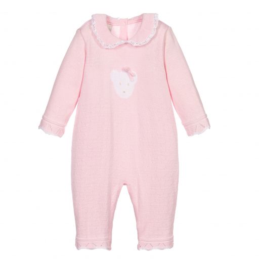 Pretty Originals-Girls Pink Knitted Babysuit | Childrensalon Outlet
