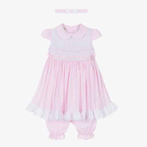 Pretty Originals-Girls Pink Smocked Dress Set | Childrensalon Outlet