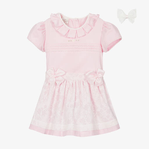 Pretty Originals-Girls Pink & White Floral Cotton Skirt Set | Childrensalon Outlet