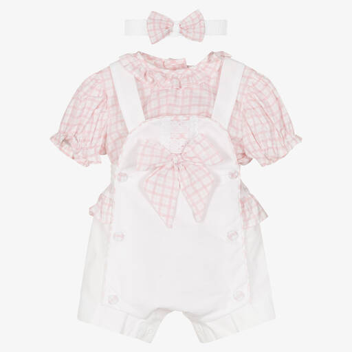 Pretty Originals-Girls Pink & White Shorts Set | Childrensalon Outlet