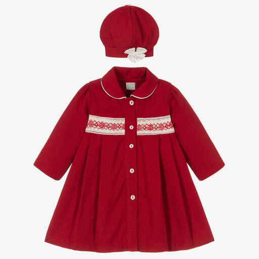 Pretty Originals-Girls Red Coat & Hat Set | Childrensalon Outlet