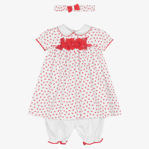 Pretty Originals-Girls White & Red Floral Dress Set  | Childrensalon Outlet