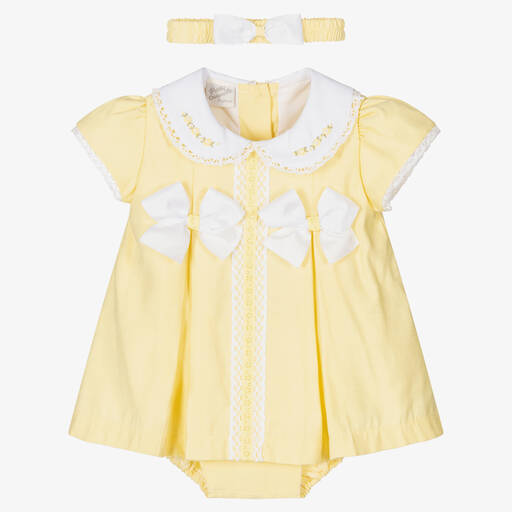 Pretty Originals-Girls Yellow Dress & Headband Set | Childrensalon Outlet