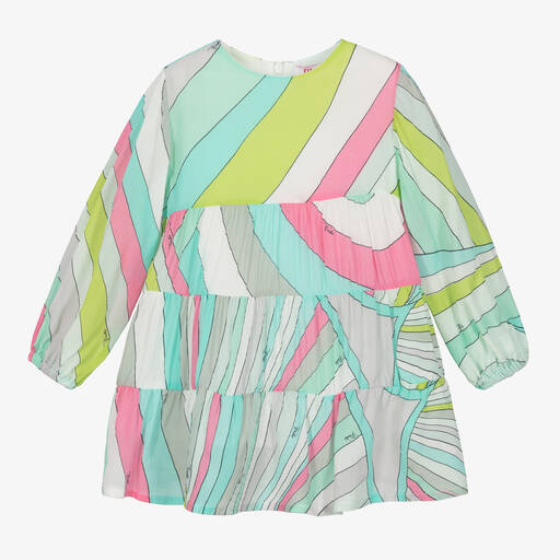 PUCCI-Baby Girls Green Viscose Iride Print Dress | Childrensalon Outlet