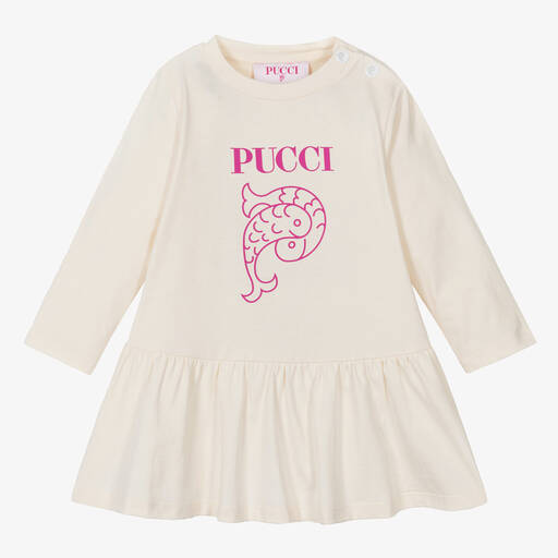 PUCCI-Baby Girls Ivory Cotton Dress | Childrensalon Outlet
