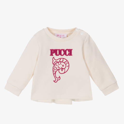 PUCCI-Baby Girls Ivory Sweatshirt | Childrensalon Outlet