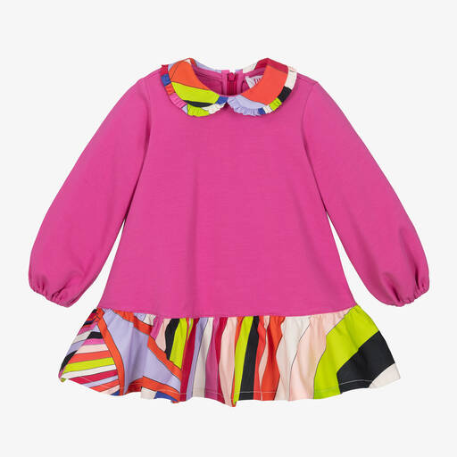 PUCCI-Baby Girls Pink Cotton Iride Print Dress | Childrensalon Outlet