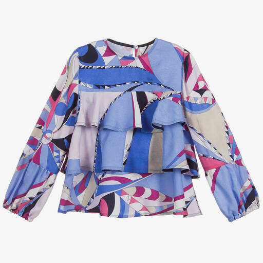 PUCCI-Blue Viscose & Silk Blouse | Childrensalon Outlet