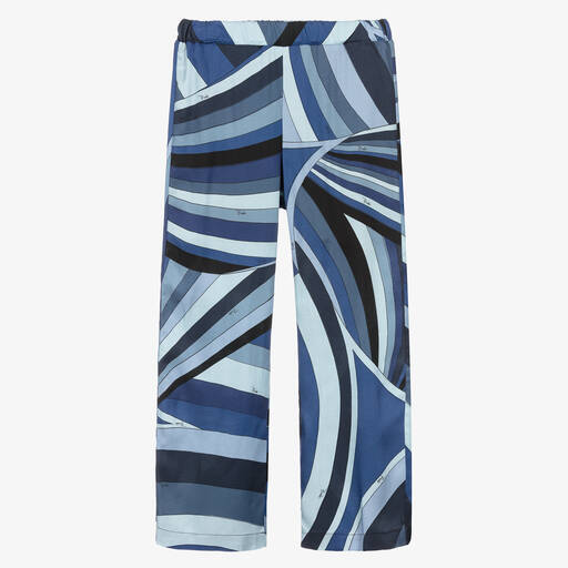 PUCCI-Pantalon bleu à imprimé foulard | Childrensalon Outlet