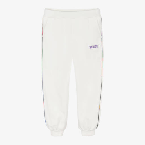 PUCCI-Girls Cotton Joggers with White Onde | Childrensalon Outlet