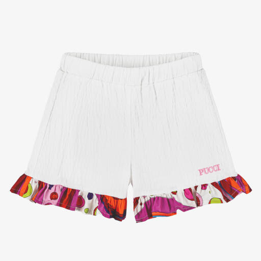 PUCCI-Girls Fontane Motif Cotton Shorts | Childrensalon Outlet