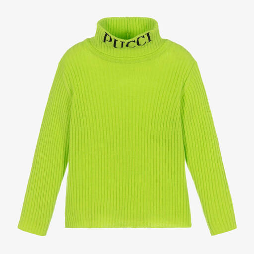PUCCI-Girls Green Wool & Cashmere Sweater | Childrensalon Outlet
