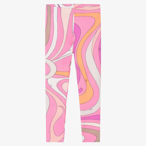 PUCCI-Girls Pink Cotton Marmo Leggings | Childrensalon Outlet