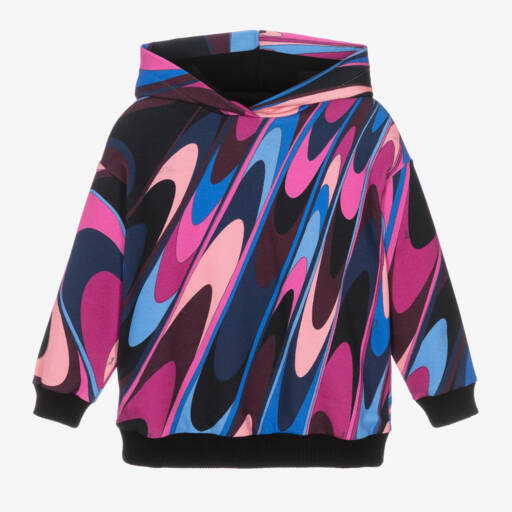 PUCCI-Girls Pink Patterned Cotton Hoodie | Childrensalon Outlet