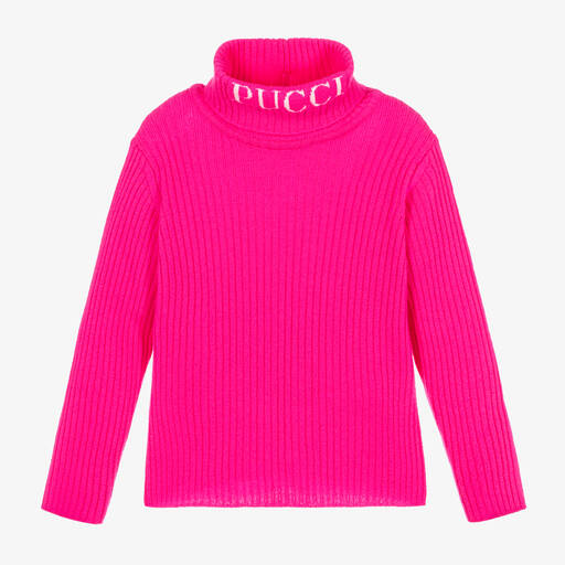 PUCCI-Girls Pink Wool & Cashmere Sweater | Childrensalon Outlet