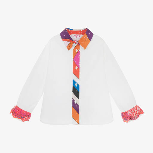 PUCCI-Girls White Cotton Onde Blouse | Childrensalon Outlet