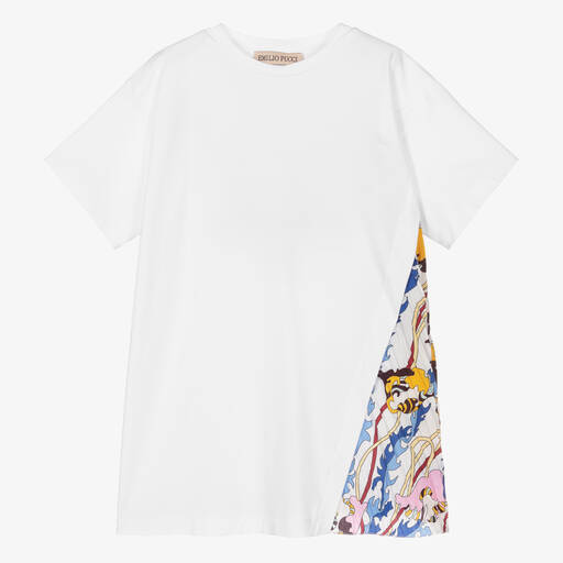 PUCCI-Girls White T-Shirt Dress | Childrensalon Outlet