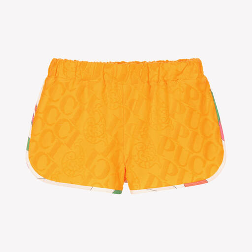 PUCCI-Girls Yellow Marmo Logo Jersey Shorts | Childrensalon Outlet