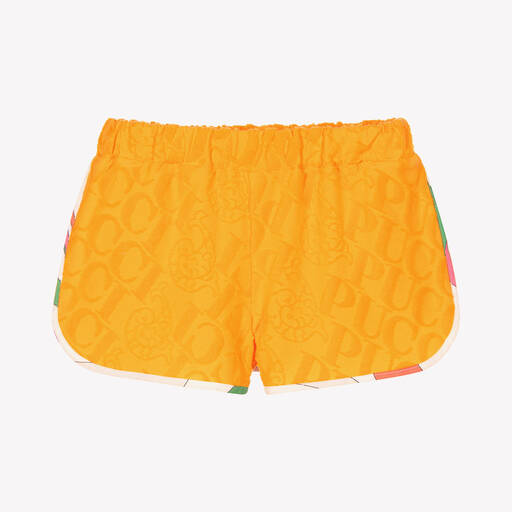 PUCCI-Girls Yellow Marmo Logo Jersey Shorts | Childrensalon Outlet
