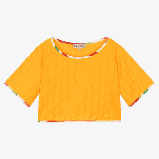 PUCCI-Girls Yellow Marmo Logo T-Shirt | Childrensalon Outlet