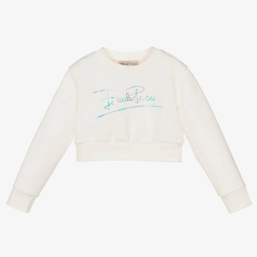 PUCCI-Ivory Cropped Lilly Sweatshirt | Childrensalon Outlet