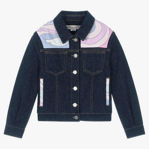 PUCCI-Blaue Teen Marmo Jeansjacke  | Childrensalon Outlet