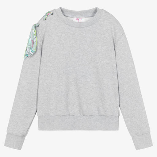 PUCCI-Teen Girls Grey Cotton Iride Sweatshirt | Childrensalon Outlet