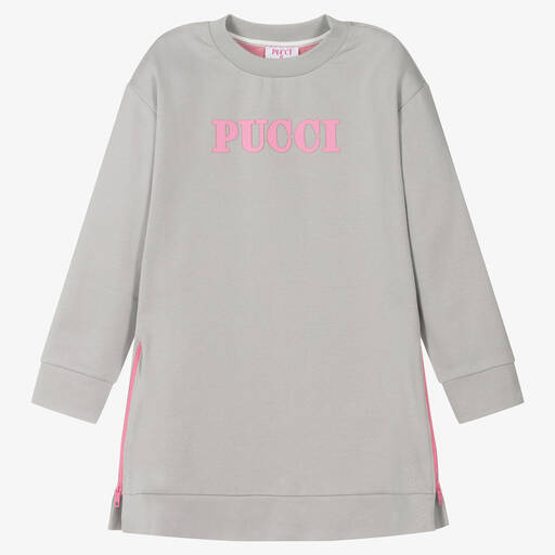 PUCCI-Robe-sweat grise en coton ado | Childrensalon Outlet