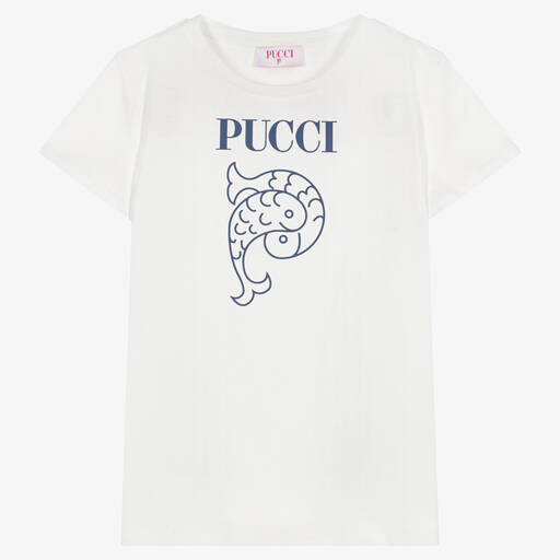 PUCCI-Teen Girls Ivory Cotton T-Shirt | Childrensalon Outlet