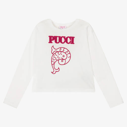 PUCCI-Teen Girls Ivory Cotton Top | Childrensalon Outlet