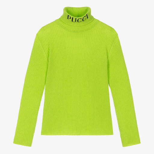 PUCCI-Шерстяной свитер цвета лайма для девочек-подростков | Childrensalon Outlet