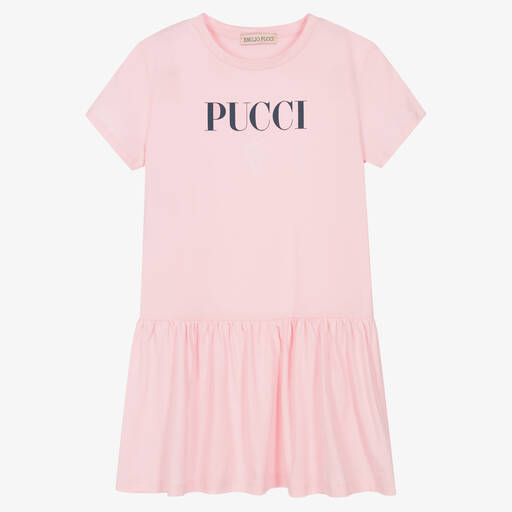 PUCCI-Teen Girls Pink Cotton Logo Dress | Childrensalon Outlet