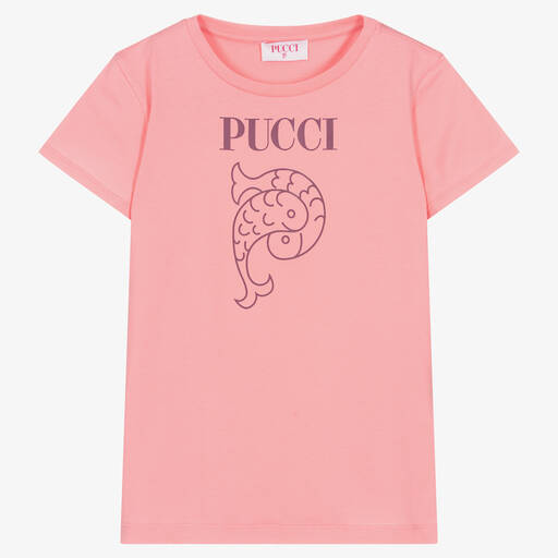 PUCCI-Teen Girls Pink Cotton T-Shirt | Childrensalon Outlet