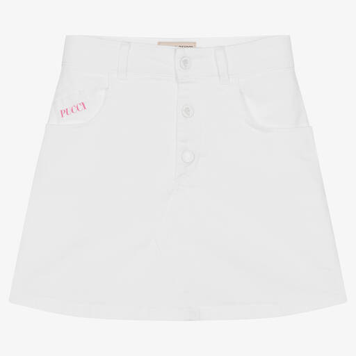 PUCCI-Teen Girls White Denim Logo Skirt | Childrensalon Outlet