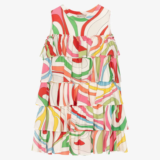 PUCCI-Weißes Teen Marmo Stufenkleid | Childrensalon Outlet