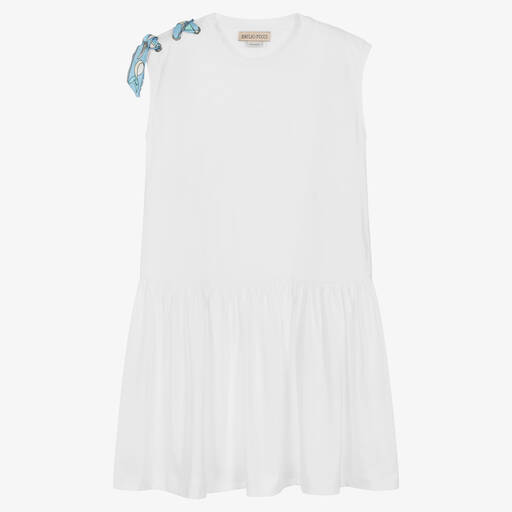 PUCCI-فستان تينز بناتي قطن عضوي لون أبيض | Childrensalon Outlet