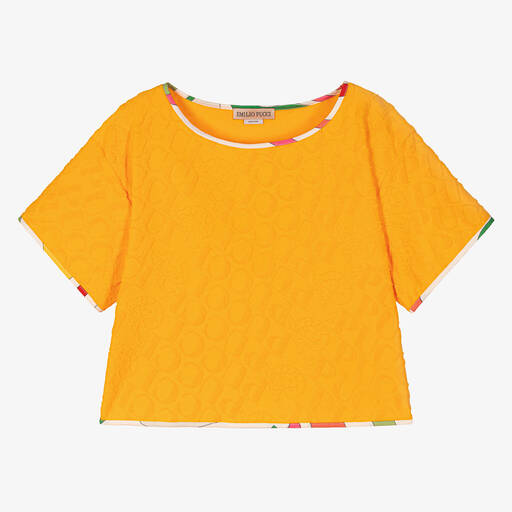 PUCCI-Gelbes Teen T-Shirt mit Marmo-Print | Childrensalon Outlet