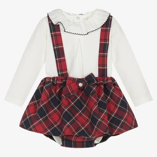 Pureté Du... Bébé-Baby Girls Red Tartan Cotton Shorts Set | Childrensalon Outlet