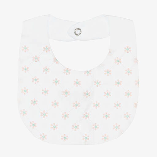 Pureté Du... Bébé-مريلة قطن لون أبيض بطبعة ورود للمولودات | Childrensalon Outlet