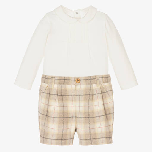 Pureté Du... Bébé-Beiges Baumwollshorts-Set (J) | Childrensalon Outlet