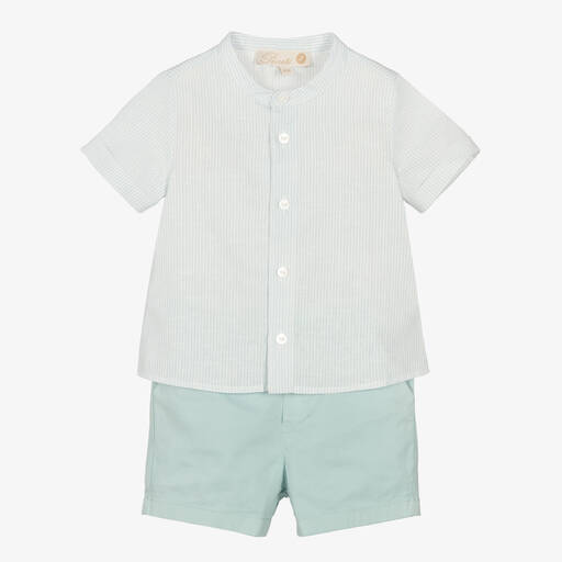 Pureté Du... Bébé-Boys Blue Shirt & Green Shorts Set | Childrensalon Outlet