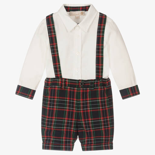 Pureté Du... Bébé-طقم شورت قطن تويل تارتان لون كحلي وأحمر | Childrensalon Outlet