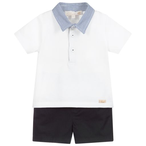 Pureté Du... Bébé-Белый топ с синими шортами для мальчиков | Childrensalon Outlet