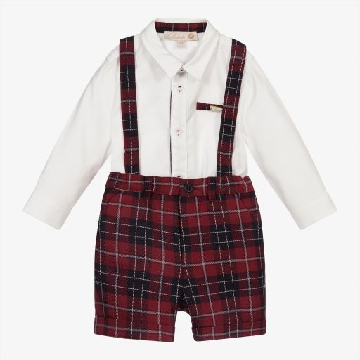 Pureté Du... Bébé-Boys Red Tartan Shorts Set | Childrensalon Outlet