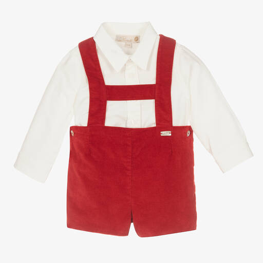 Pureté Du... Bébé-Boys Red Velvet Shorts Set | Childrensalon Outlet