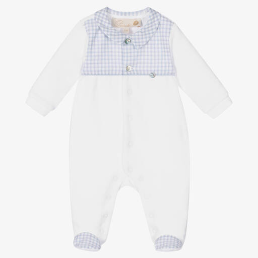 Pureté Du... Bébé-Weißer Velours-Strampler (J) | Childrensalon Outlet