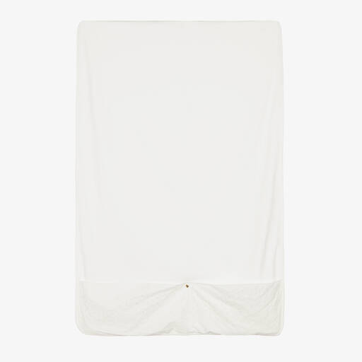 Pureté Du... Bébé-Embroidered Ivory Velour Blanket (97cm) | Childrensalon Outlet