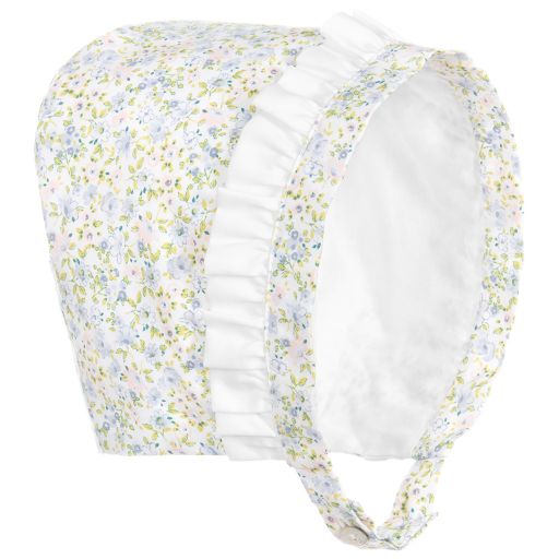 Pureté Du... Bébé-قبعة بونيه لون أبيض بطبعة ورود للمولودات | Childrensalon Outlet